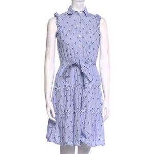 Kate Spade New York Blue Palm Print Sleeveless Shirt Dress - Size S